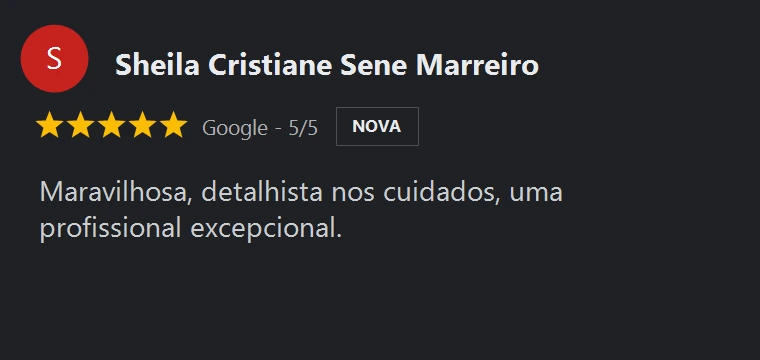 Crítica no Google de Sheila Cristiane Sene Marreiro sobre Gisele Fernandes Estética Avançada