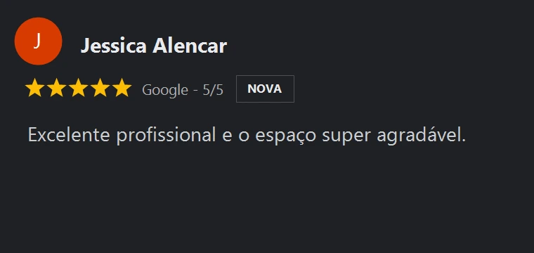 Crítica no Google de Jessica Alencar sobre Gisele Fernandes Estética Avançada