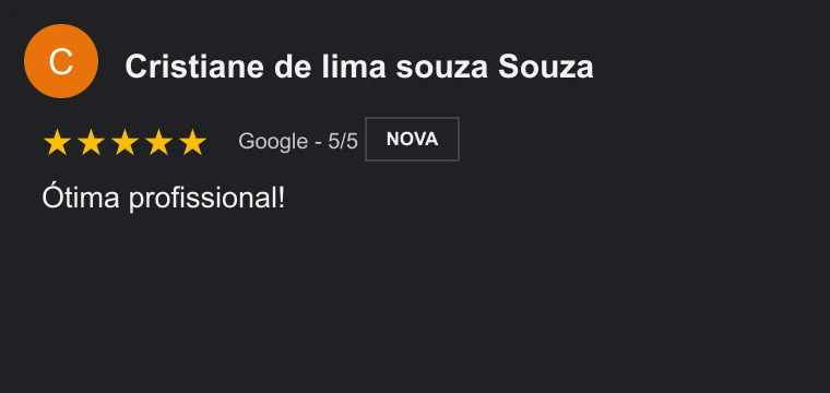 Crítica no Google de Cristiane de lima souza Souza sobre Gisele Fernandes Estética Avançada